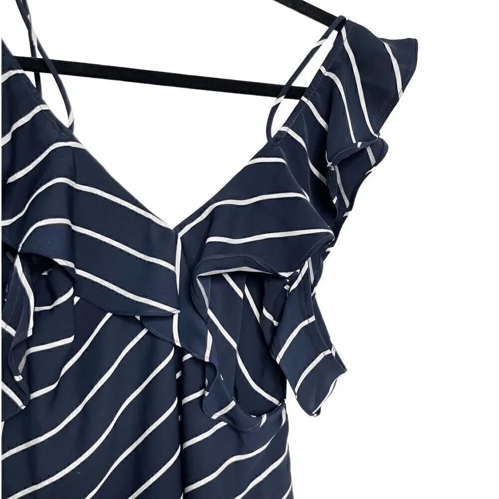 Kendall + Kylie Striped Cold Shoulder Blouse Blue and White Size XS